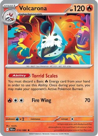 Volcarona (16/086) - SV Black Bolt Reverse Holofoil - Rare