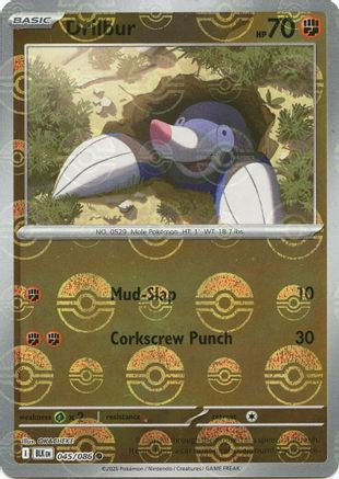 Drilbur (Poke Ball Pattern) (45/086) - SV Black Bolt Holofoil - Common