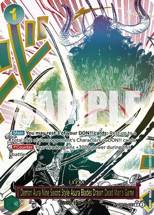 (OP12-037) Demon Aura Nine Sword Style Asura Blades Drawn Dead Man's Game (Alternate Art) - Legacy of the Master Foil