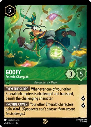 (025)  Goofy - Emerald Champion - Disney Lorcana Promo Cards  Cold Foil