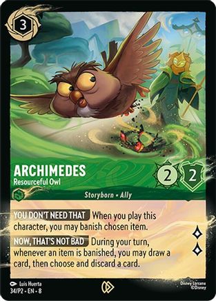 (034/P2)  Archimedes - Resourceful Owl - Disney Lorcana Promo Cards  Holofoil