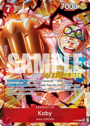 (P-092) Koby (OP12 Release Event Winner) - One Piece Promotion Cards Foil