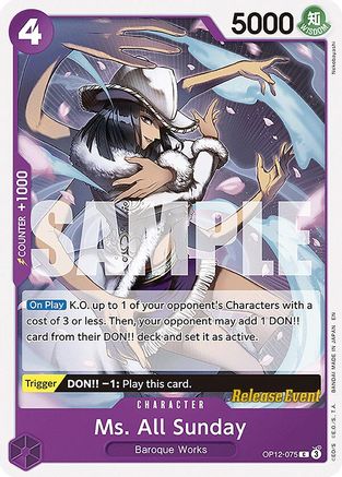 (OP12-075) Ms. All Sunday - Legacy of the Master Release Event Cards Normal