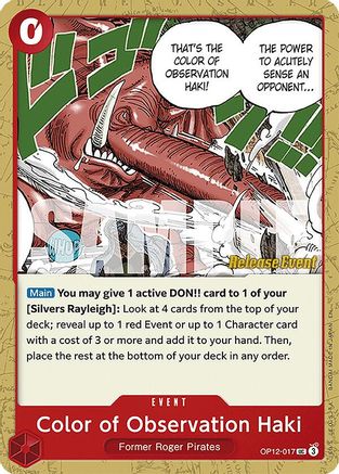 (OP12-017) Color of Observation Haki - Legacy of the Master Release Event Cards Normal