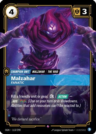 (113/298) Malzahar - Fanatic - Origins Foil