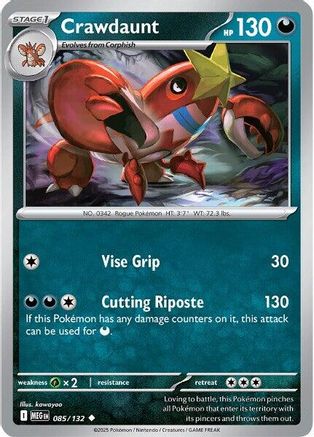 Crawdaunt (85/132) - ME01 Mega Evolution Reverse Holofoil - Uncommon
