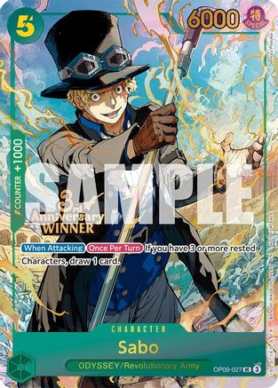 (OP09-027) Sabo - OP09-027 (3rd Anniversary Winner) - One Piece Promotion Cards Foil