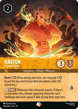 (206/204)  Gaston - Frightful Bully (Epic) - Whispers in the Well  Holofoil