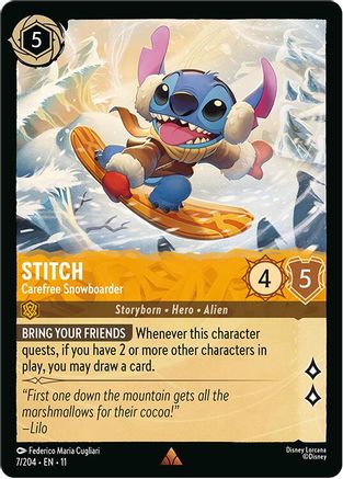 (007/204)  Stitch - Carefree Snowboarder - Winterspell  Cold Foil