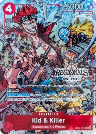 (EB01-003) Kid & Killer (CS 25-26 Regionals Textured Chase Promo) - One Piece Promotion Cards Foil