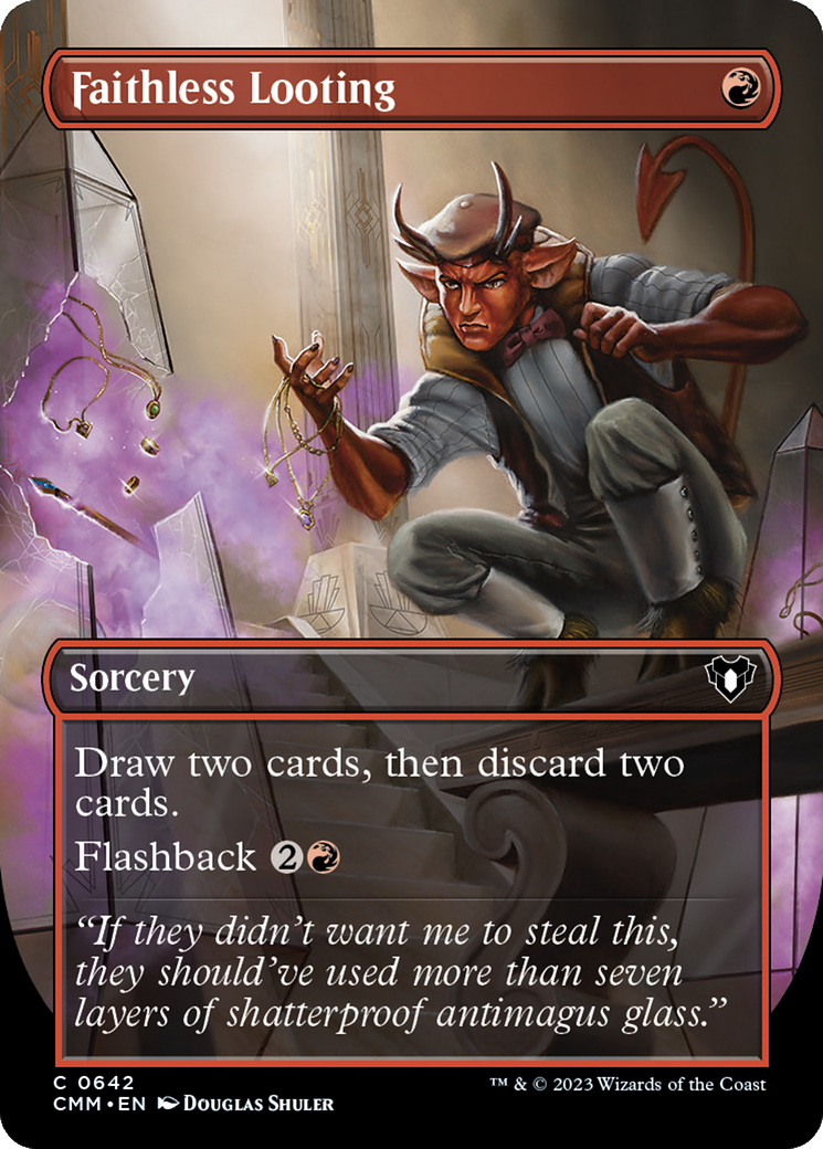 Faithless Looting  (Borderless)(CMM-642) - Commander Masters