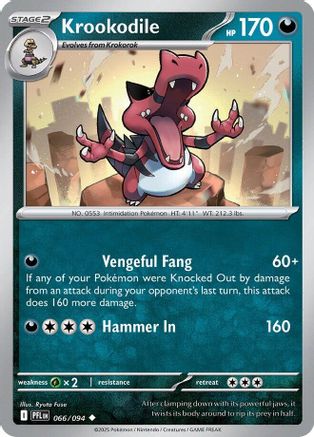 Krookodile (66/null) - ME02 Phantasmal Flames Reverse Holofoil - Uncommon