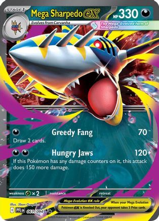 Mega Sharpedo ex (61/094) - ME02 Phantasmal Flames Holofoil - Double Rare