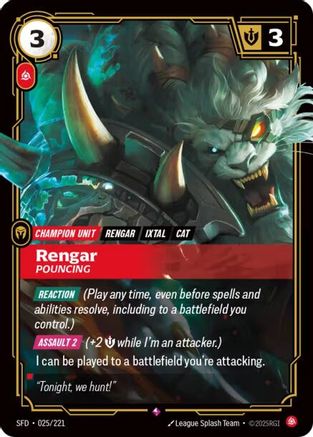 (025/221) Rengar - Pouncing - Spiritforged Foil