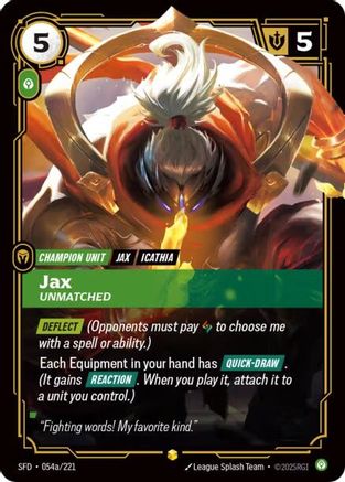 (054a/221) Jax - Unmatched (Alternate Art) - Spiritforged Foil