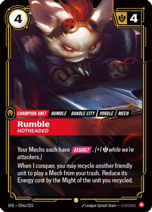 (026a/221) Rumble - Hotheaded (Alternate Art) - Spiritforged Foil