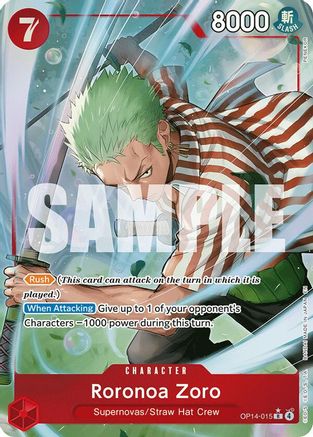 (OP14-015) Roronoa Zoro - OP14-015 (Alternate Art) - The Azure Sea's Seven - Foil