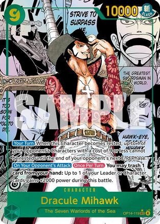 (OP14-119) Dracule Mihawk (Manga) - The Azure Sea's Seven - Foil