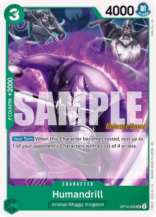 (OP14-032) Humandrill - The Azure Sea's Seven Release Event Cards - Normal