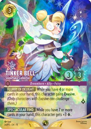 (034)  Tinker Bell - Snowflake Collector (Store Championship) - Disney Lorcana Promo Cards  Holofoil