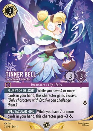 (033)  Tinker Bell - Snowflake Collector (Store Championship Participant) - Disney Lorcana Promo Cards  Normal