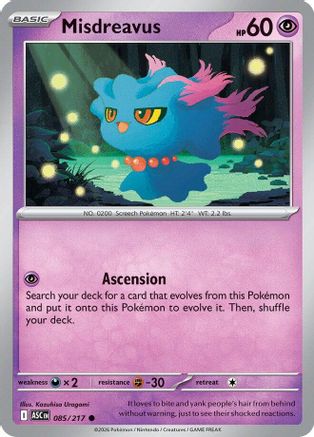 Misdreavus (85/217) - ME Ascended Heroes Reverse Holofoil - Common