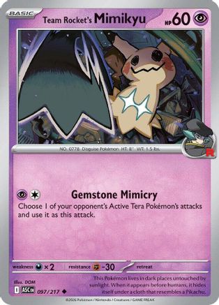 Team Rocket's Mimikyu (97/217) - ME Ascended Heroes Reverse Holofoil - Uncommon