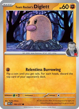 Team Rocket's Diglett (100) - ME Ascended Heroes Reverse Holofoil - Common
