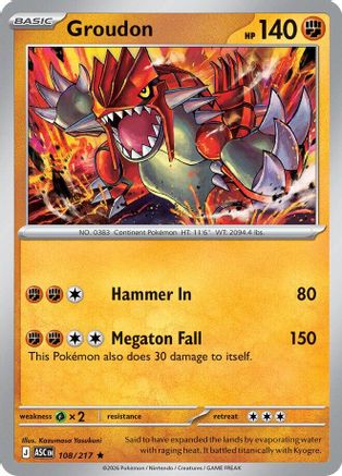 Groudon (108/null) - ME Ascended Heroes Reverse Holofoil - Rare
