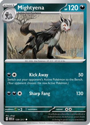 Mightyena (129/217) - ME Ascended Heroes Reverse Holofoil - Uncommon