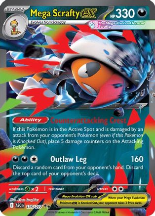 Mega Scrafty ex (135/217) - ME Ascended Heroes Holofoil - Double Rare