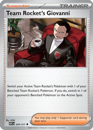 Team Rocket's Giovanni (204) - ME Ascended Heroes Reverse Holofoil - Uncommon