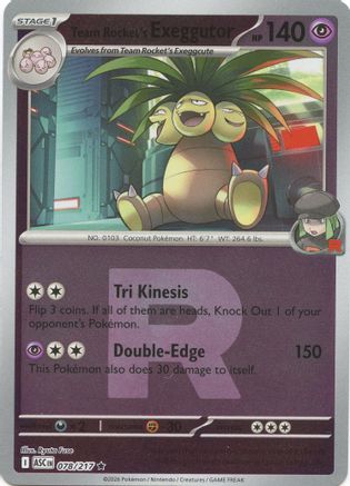 Team Rocket's Exeggutor (Team Rocket) (78/null) - ME Ascended Heroes Reverse Holofoil - Rare