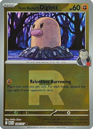 Team Rocket's Diglett (Team Rocket) (100) - ME Ascended Heroes Reverse Holofoil - Common