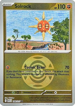 Solrock (Dusk Ball) (106) - ME Ascended Heroes Reverse Holofoil - Uncommon