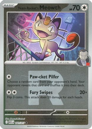 Team Rocket's Meowth (Team Rocket) (161/null) - ME Ascended Heroes Reverse Holofoil - Common