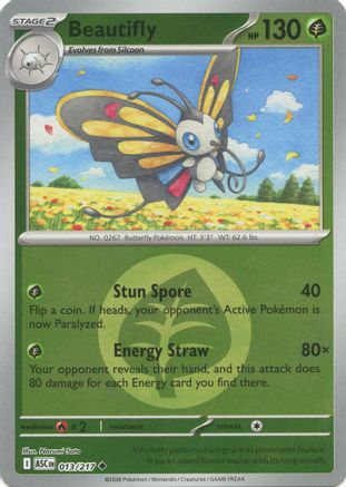 Beautifly (Energy Symbol Pattern) (13/217) - ME Ascended Heroes Reverse Holofoil - Uncommon