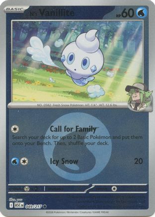 N's Vanillite (Energy Symbol Pattern) (49/null) - ME Ascended Heroes Reverse Holofoil - Common