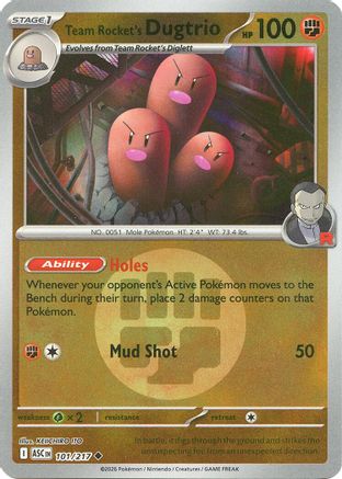 Team Rocket's Dugtrio (Energy Symbol Pattern) (101/217) - ME Ascended Heroes Reverse Holofoil - Uncommon