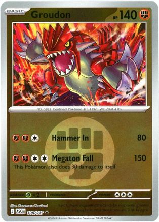 Groudon (Energy Symbol Pattern) (108/null) - ME Ascended Heroes Reverse Holofoil - Rare