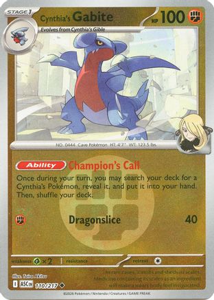 Cynthia's Gabite (Energy Symbol Pattern) (110/null) - ME Ascended Heroes Reverse Holofoil - Uncommon