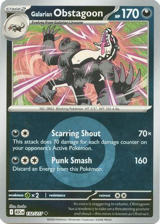 Galarian Obstagoon (Energy Symbol Pattern) (132/217) - ME Ascended Heroes Reverse Holofoil - Uncommon