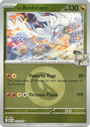 N's Reshiram (Energy Symbol Pattern) (154/null) - ME Ascended Heroes Reverse Holofoil - Rare