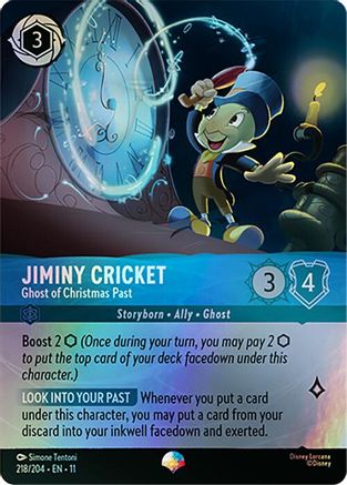 (218/204)  Jiminy Cricket - Ghost of Christmas Past (Epic) - Winterspell  Holofoil