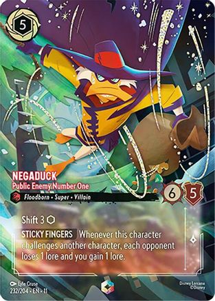 (232/204)  Negaduck - Public Enemy Number One (Enchanted) - Winterspell  Holofoil