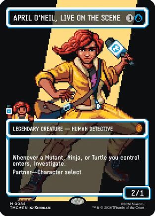 April O'Neil, Live on the Scene (Borderless) (Surge Foil) (TMC-084) - Commander: Teenage Mutant Ninja Turtles Foil