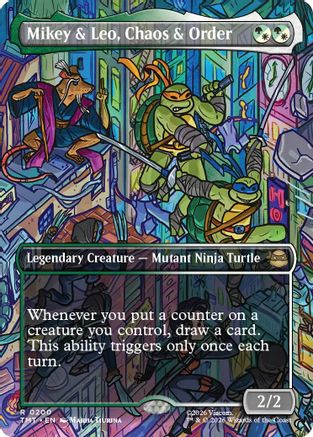 Mikey & Leo, Chaos & Order (Borderless) (TMT-200) - Teenage Mutant Ninja Turtles Foil