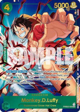 (PRB02-005) Monkey.D.Luffy (Red Bull Double Don!!) (Winner) - One Piece Promotion Cards Foil