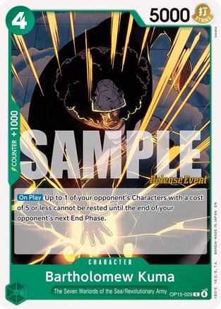(OP15-029) Bartholomew Kuma - Adventure on Kami's Island Release Event Cards - Normal