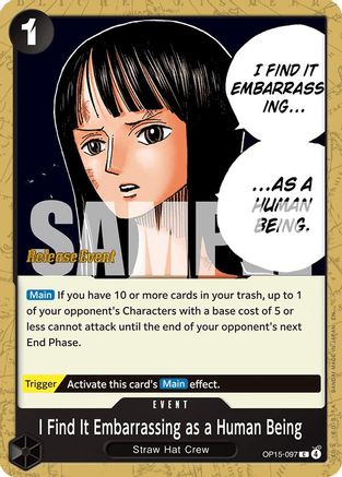 (OP15-097) I Find It Embarrassing as a Human Being - Adventure on Kami's Island Release Event Cards - Normal
